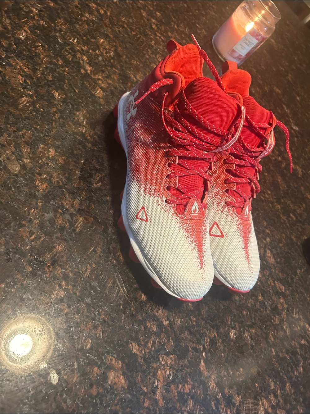 Men’s Red & White Under Armour Cleats